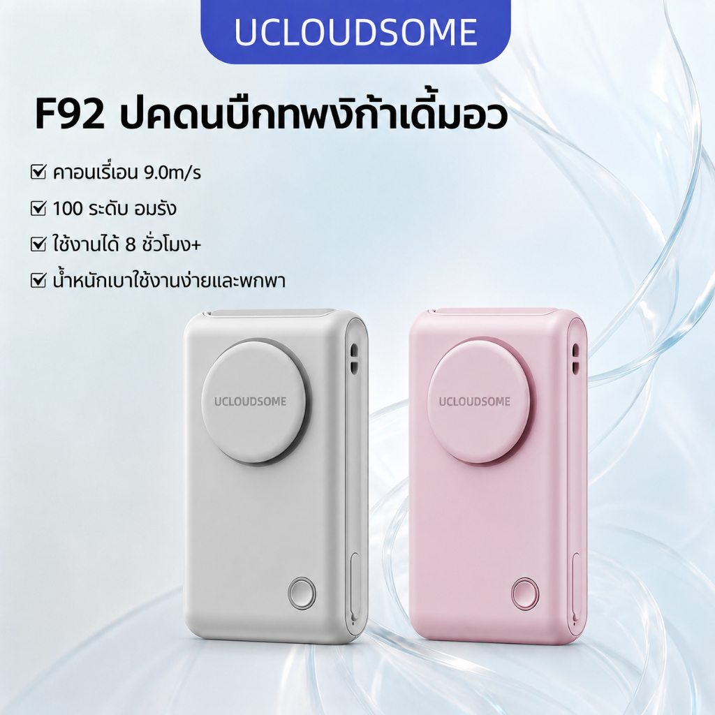 UCLOUDSOME พัดลมแบบหนีบติดเอวขนาดเล็ก แบบพกพา ไม่มีใบมีด 20dB ทํางานเงียบ ปรับความเร็วได้ ได้สําหรับทํางานและกลางแจ้ง
