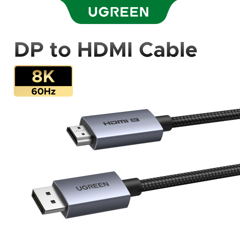 UGREEN 8K@60Hz DP to HDMI Cable Ultra HD รองรับ Dynamic HDR สําหรับเดสก์ท็อปแล็ปท็อปโปรเจคเตอร์ HDTV