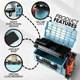 TOPOPCLUB Fishing TACKLE Box Double Layer กล่องมัลติฟังก์ชั่นหลายชั้นกล่องเครื่องมือความจุขนาดใหญ่การจําแนกฟรีและการจัดเก็บ