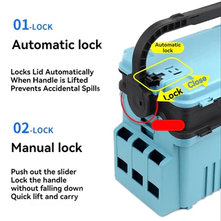 TOPOPCLUB Fishing TACKLE Box Double Layer กล่องมัลติฟังก์ชั่นหลายชั้นกล่องเครื่องมือความจุขนาดใหญ่การจําแนกฟรีและการจัดเก็บ