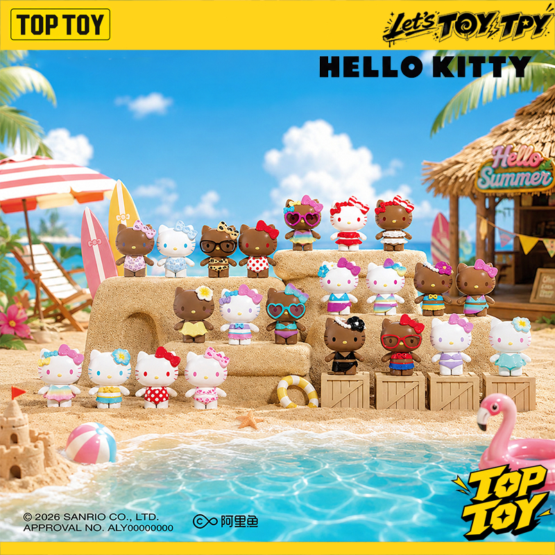 TOPTOY x Hello Kitty Swimsuit Party Series Figures Surprise Bag ฟิกเกอร์ของเล่น ของขวัญ ของขวัญวันเกิด 1 ถุง (3 ชิ้นต่อถุง)