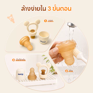 Kiumo จุกซิลิโคนใส่ผลไม้สำหรับทารก 6M+ พร้อมแกนดันอาหาร ยางกัดนวดเหงือก ด้ามจับถนัดมือ ถอดล้างง่าย มีฝาปิดกันฝุ่น เหมาะสำหรับฝึกกินผักผลไม้และพกพาออกนอกบ้าน baby fruit feeder จุกป้อนอาหารเด็ก