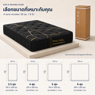 BlueWhite ที่นอนพ็อกเก็ตสปริง หนา 8นิ้ว ไม่ปวดหลัง 3.5/4/5/6ฟุต โรงแรม รับประกัน5ปี หมอนฟรี COD