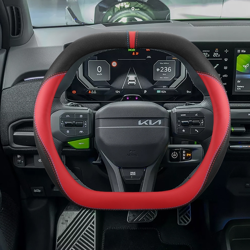 หนังไมโครไฟเบอร์พวงมาลัยรถสําหรับ New Kia EV3 EV5 EV6 Stonic GT Line K4 2025 อุปกรณ์เสริมอัตโนมัติ