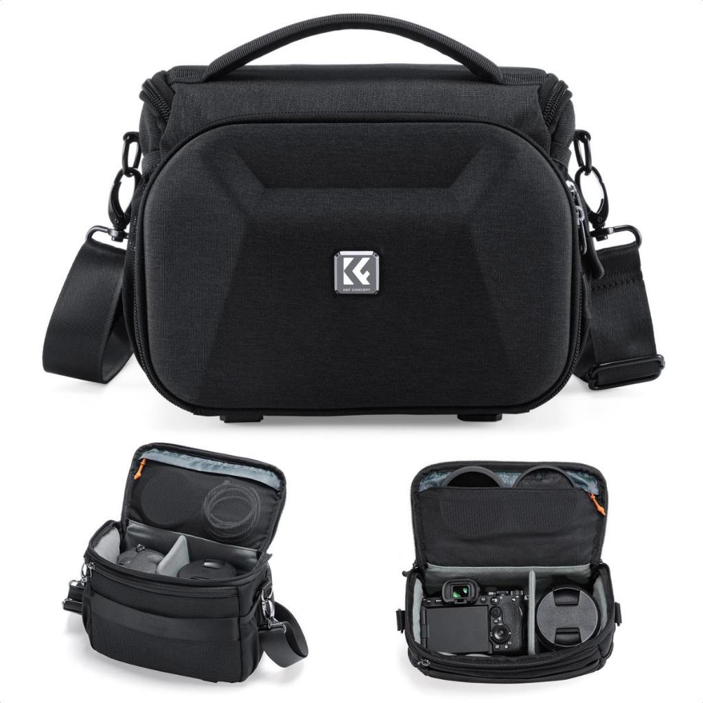 K&F Concept กระเป๋าสะพายกล้องกันน้ํา, กระเป๋าสะพายข้างแบบแข็ง Quick Access, สําหรับ DSLR/ Mirrorless, พร้อมที่วางขาตั้งกล้อง, ขนาด M/S
