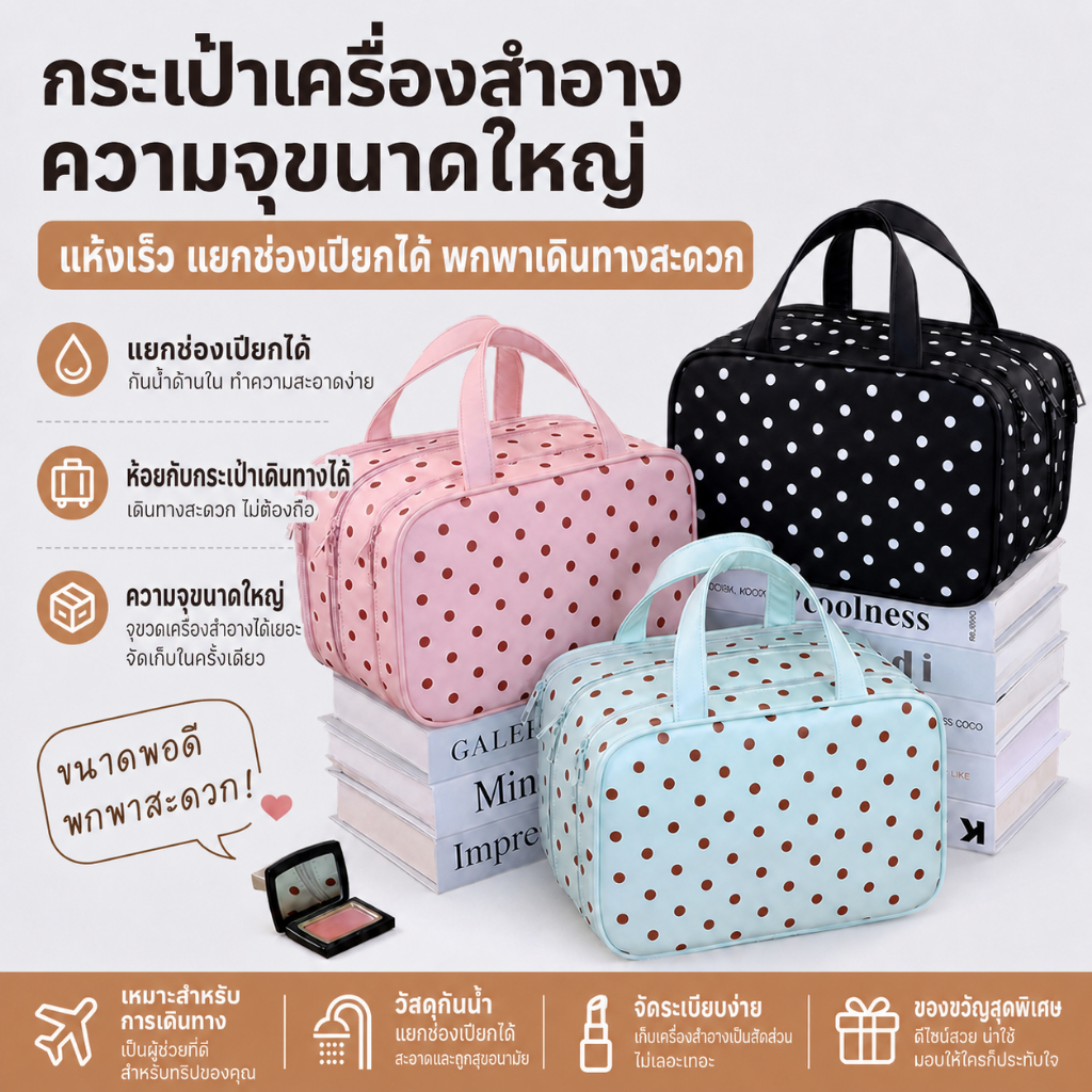 กระเป๋าเก็บเครื่องสําอางสามชั้นเก้าระดับการจัดเก็บแบบพกพากันน้ําความจุขนาดใหญ่สุดสามารถใช้สําหรับการเดินทาง B