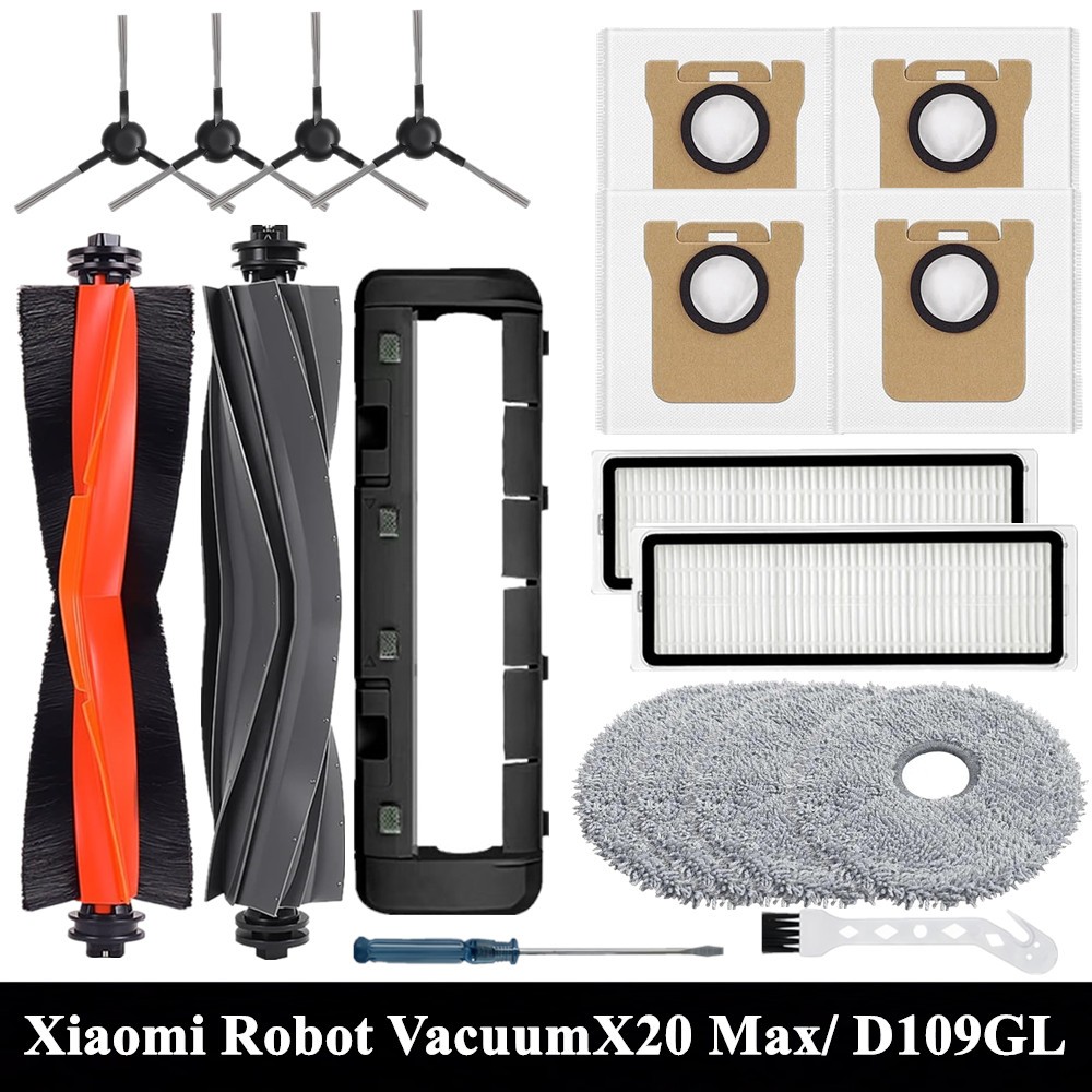 สําหรับ Xiaomi Robot Vacuum X20 Max / D109GL อุปกรณ์เสริมชิ้นส่วนแปรงหลักแปรงด้านข้าง Hepa Filter Mop ผ้าถุงเก็บฝุ่นเปลี่ยน
