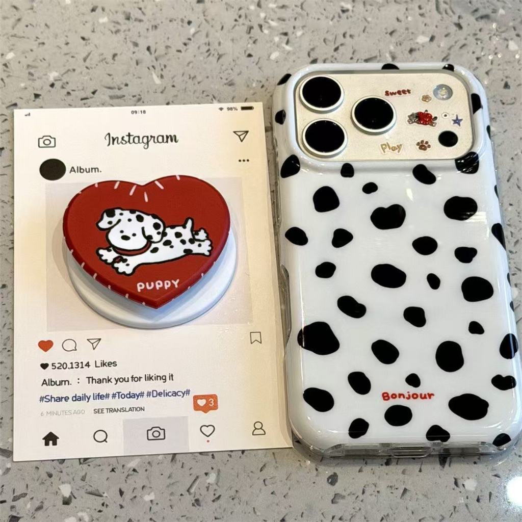 Original Non-Printed Spotted Dog Magnetic Bracket iPhone17promax เคสโทรศัพท์ Apple 16/15 หญิง 14/13