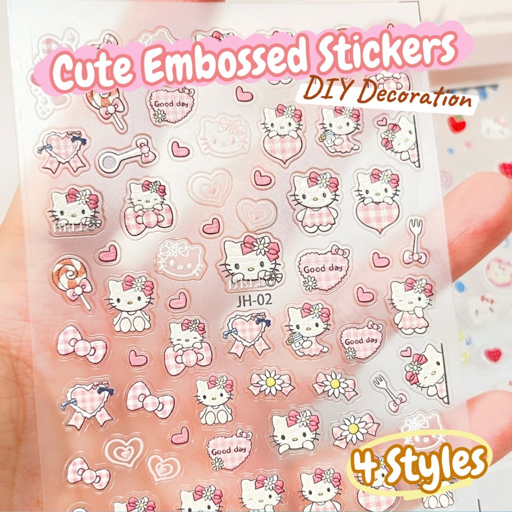 สติ๊กเกอร์ซีรีส์คิตตี้ลายนูน 5 มิติ ตกแต่งเล็บ สติ๊กเกอร์ DIY วัสดุสมุดภาพ