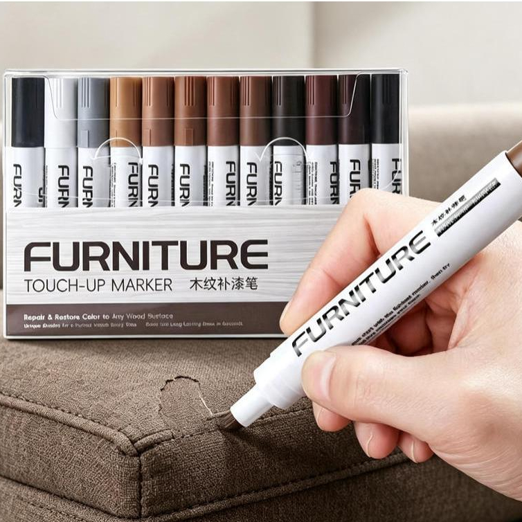 ชุดซ่อมเฟอร์นิเจอร์ไม้เครื่องหมายวอลนัทสัมผัสเครื่องหมายสีสําหรับคราบรอยขีดข่วนพื้นไม้โต๊ะโต๊ะช่างไม้เสาการฟื้นฟู