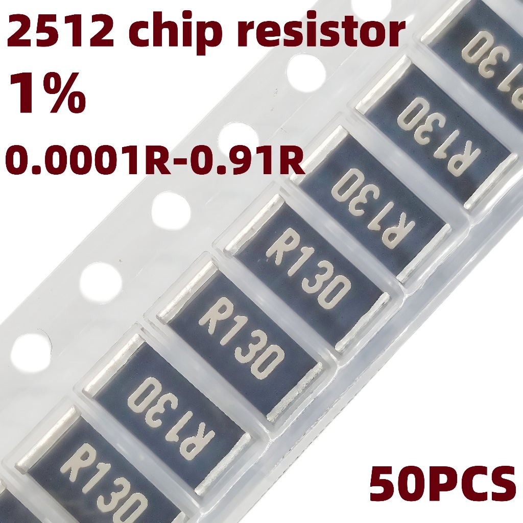 2512 ตัวต้านทาน SMD 1W 1% Tolerance ตัวต้านทานความรู้สึกปัจจุบันความต้านทานต่ํา50 ชิ้น/แพ็ค , 0.001Ω~0.91Ω ตัวชิปเต็มช่วง 0.1R 0.15R 0.18R 0.22R 0.3R 0.47R 0.56R 8R 0.011R 8R 8R 0