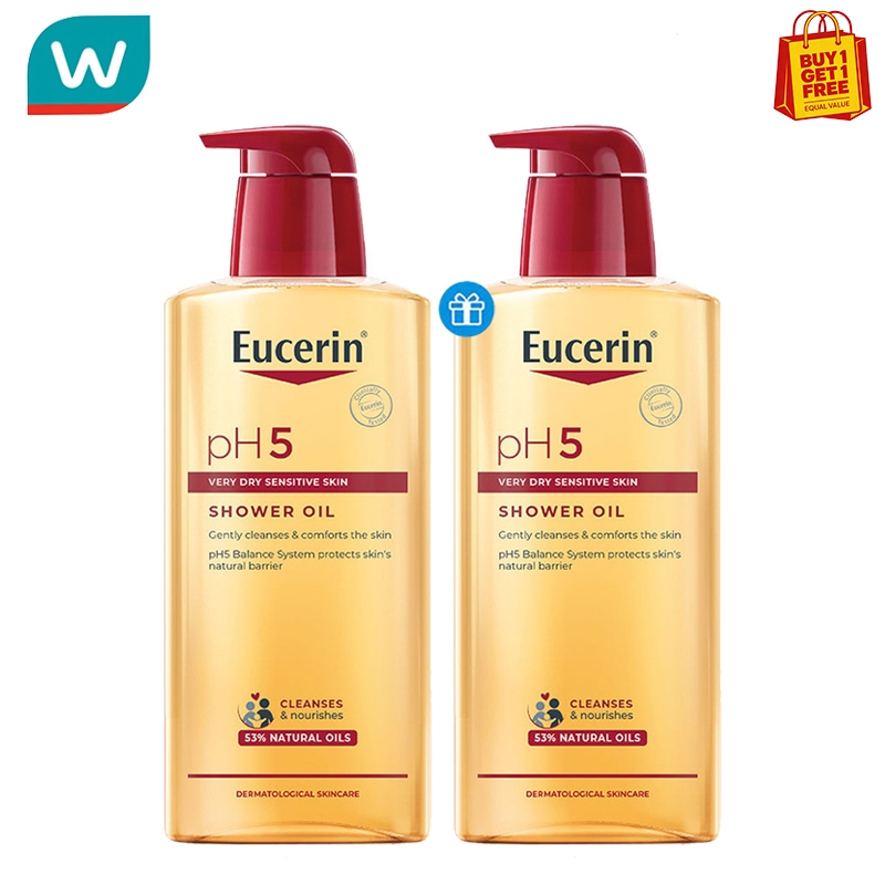 (ซื้อ1แถมฟรี1✨)Eucerin pH5 VERY DRY SENSITIVE SKIN SHOWER OIL 400 ML ออยล์อาบน้ำผสมน้ำมัน สำหรับผิวแห้งมาก บอบบางแพ้ง่าย