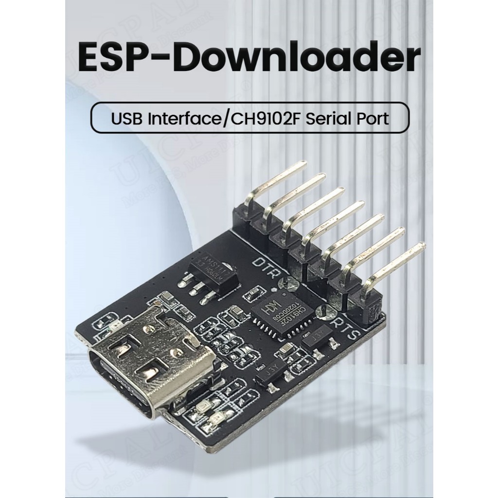 CH9102F Downloader โมดูลชิป Serial พอร์ตดาวน์โหลด 7Pin โปรแกรม Burning สําหรับ ESP32 MINI TYPE-C USB