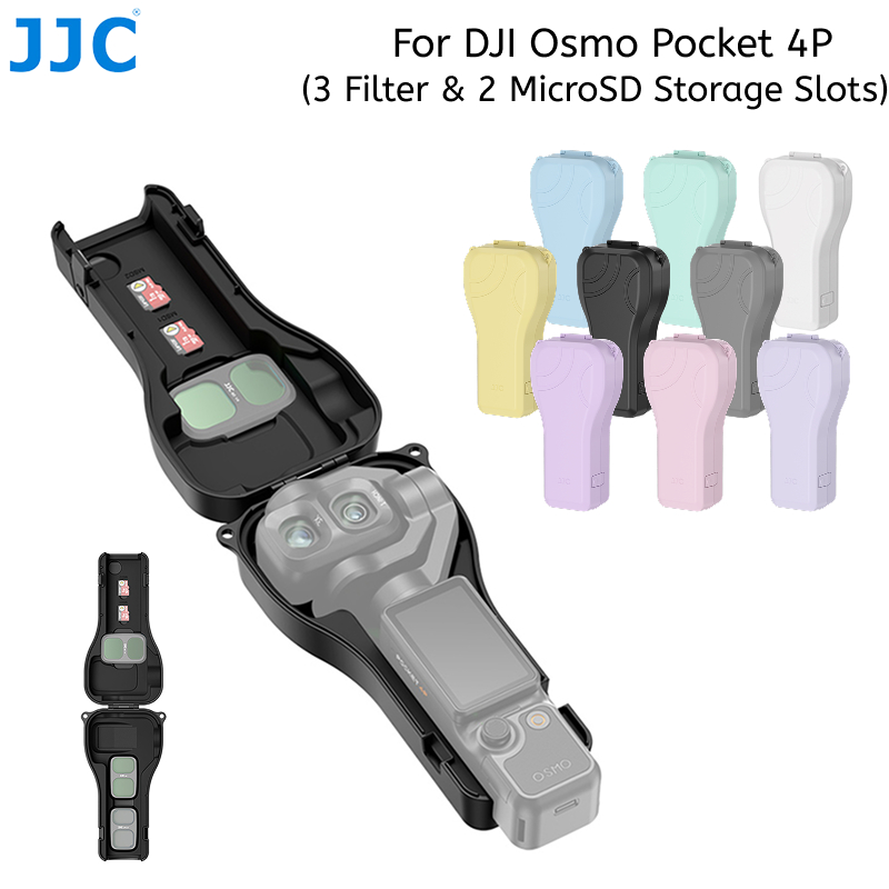 JJC Pocket 4P กล้อง Hard Shell สําหรับ DJI Osmo Pocket 4P และจับ 3 ตัวกรอง 2 MicroSD TF Card Storage