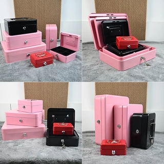 【จัดส่งภายใน 24 ชั่วโมง】กล่องเก็บเงิน ตู้เซฟ แบบพกพา ล็อกได้ สําหรับใส่เงินสด เอกสาร บัตรธนาคาร