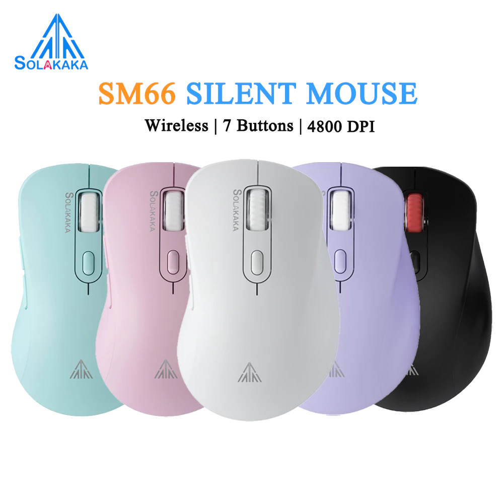 Solakaka SM66 เมาส์ไร้สาย บลูทูธ 2.4G แบตเตอรี่ 500mAh พร้อมความเร็ว 5 ระดับ DPI 1000-1600-2200-3200-4800 DPI สําหรับเกมออฟฟิศ