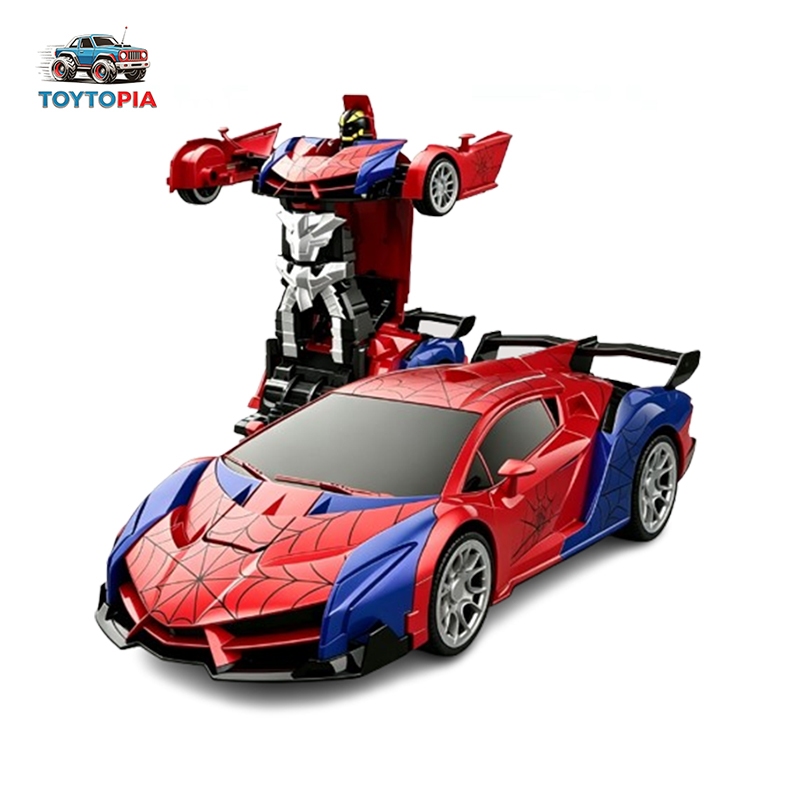 TOYTOPIA รถบังคับวิทยุ 2.4G RC Car 2 in 1 Spiderman Toys Transforming Car Remote/kereta Control Deformation Car