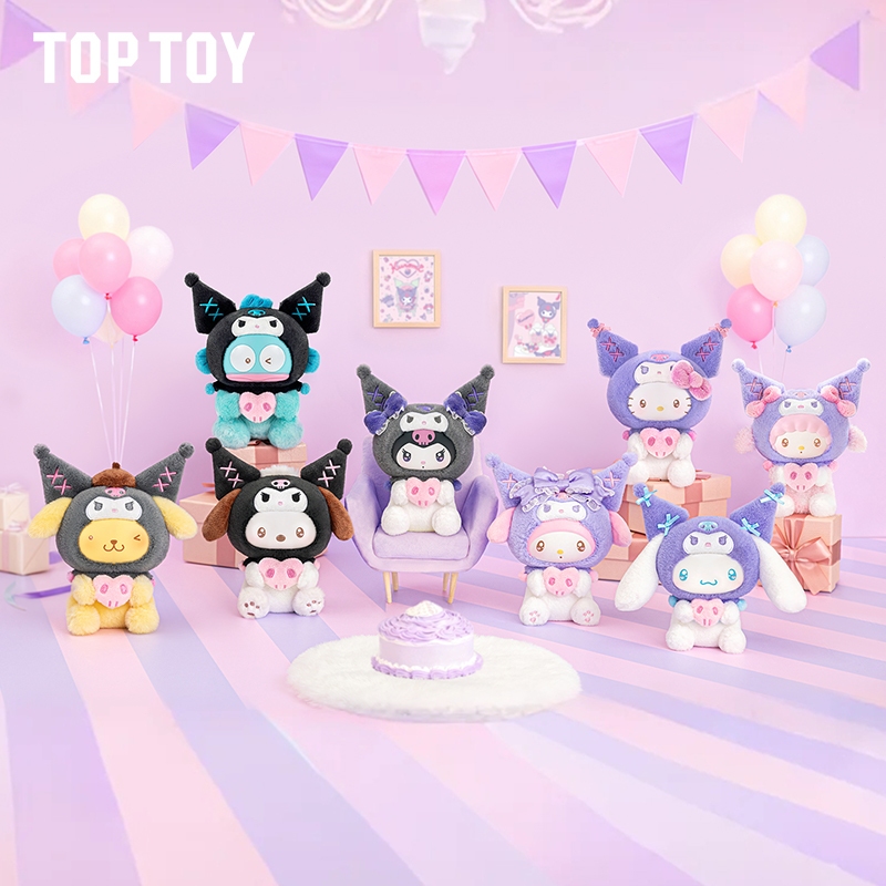 TOPTOY x Sanrio characters Kuromi Party Series Plush Pendant Blind Box ฟิกเกอร์ของสะสม ฟิกเกอร์ของเล่น ของขวัญวันเกิด ของขวัญ ตุ๊กตาน่ารัก