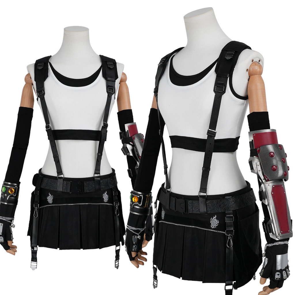 HOLOUN Tifa คอสเพลย์เครื่องแต่งกายกระโปรงฮาโลวีน Convention Christmas Party Punk ยุทธวิธีชุด