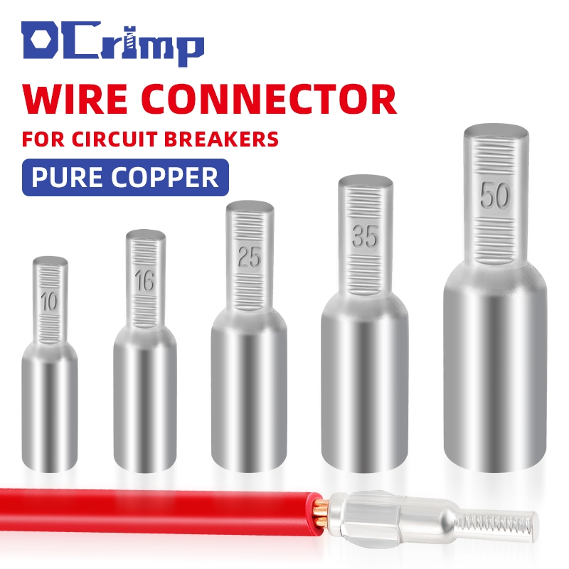 หนาทองแดงบริสุทธิ์ใช้ในครัวเรือนเบรกเกอร์สวิทช์ปลั๊ก Pin-Shaped สายลวด Crimp Terminal และฉนวนกันความร้อน C45 Air Switch Lug Connector DTD-10/16/25/35mm2, 8-2AWG