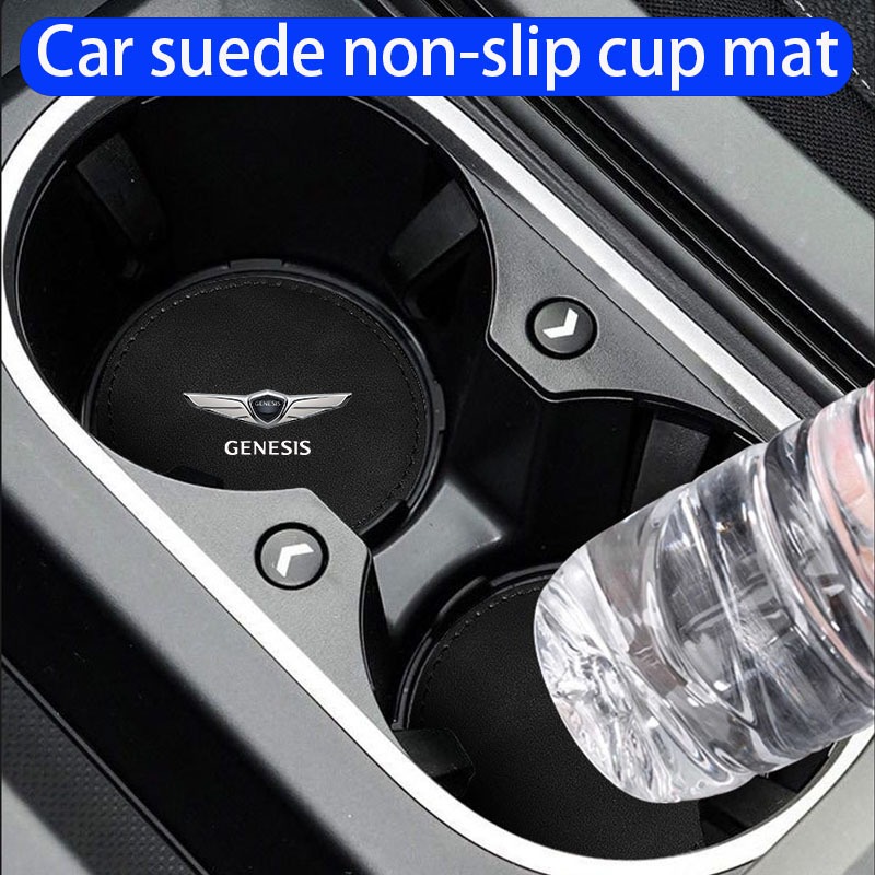 ใหม่หนังนิ่มรถ coaster ถ้วยสล็อตลื่น mute สําหรับ Genesis G80 GV70 GV80 GV80 GV60 G70 Essentia Neolu
