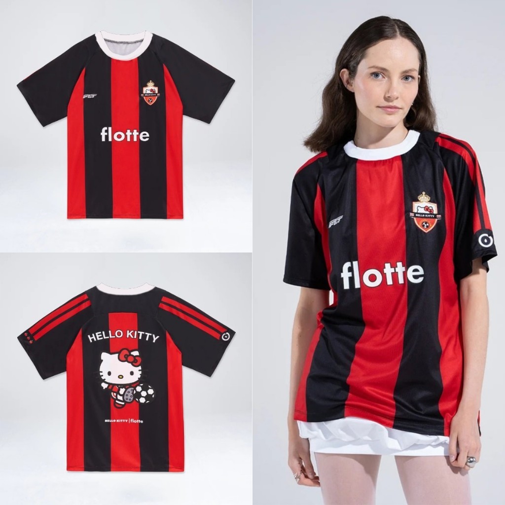 In Stock, 3D Digital Print Quick‑Dry Short Sleeve T‑Shirt, Flotte × Hello Kitty Co‑Branded Soccer Je