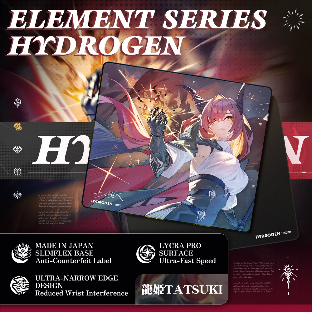 TALONGAMES Element Series TATSUKI แผ่นรองเมาส์สําหรับเล่นเกมความเร็ว 490x420 มม.LYCRA PRO ญี่ปุ่น An