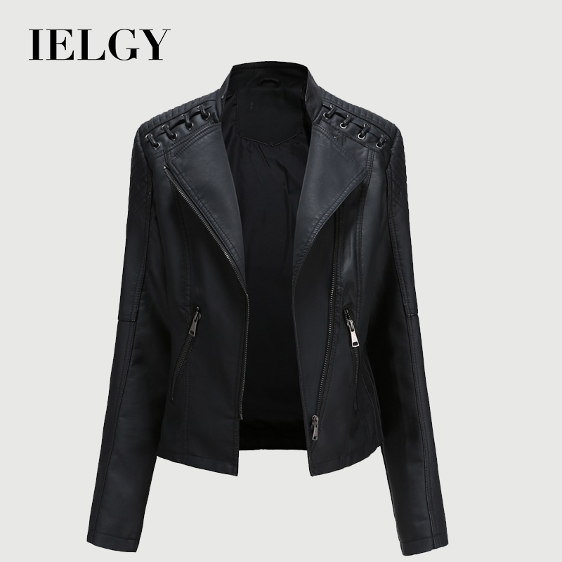 IELGY ใหม่เสื้อแจ็คเก็ตสตรีหนังบางรถจักรยานยนต์เสื้อผ้า