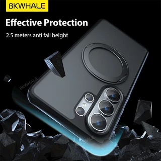 BKWHALE 360 Magnetic Ring Matte Case สําหรับ Samung Galaxy S26 S25 S24 S23 Ultra A57 A56 A55 A54 A37 A36 A35 A34 A27 A26 A25 A24 A17 A16 A15 A06 A14 โทรศัพท์ปลอก
