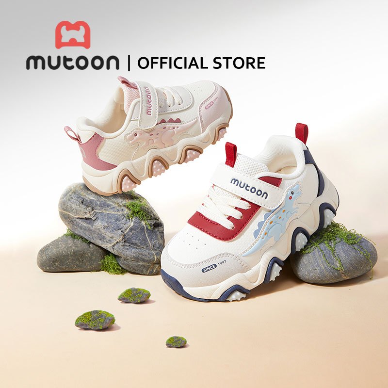 【Mutoon】 รองเท้าผ้าใบเด็กฤดูใบไม้ร่วง ลายไดโนเสาร์น่ารัก เบารองรับแรงกระแทก เหมาะ 3-6 ปี