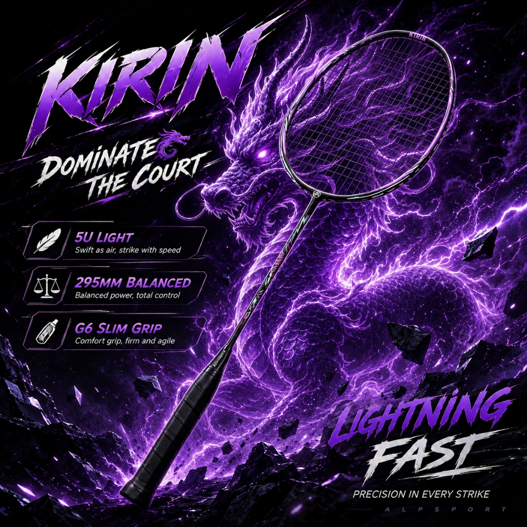 ALPSPORT QL KIRIN Pro ไม้แบดมินตัน 5U G6 น้ำหนักเบาพิเศษ เฟรมดำ ลายกราฟฟิตี้นีออนสายฟ้าหลากสี ดีไซน์สปอร์ตโดดเด่น สวิงเร็ว เหวี่ยงคล่อง ควบคุมง่าย เหมาะสำหรับมือใหม่ ผู้เล่นระดับกลาง นักเรียน นักศึกษา ชมรม ฝึกซ้อม เกมรุกเกมรับ ตีคู่ เล่นในสนามและกีฬาในร่ม