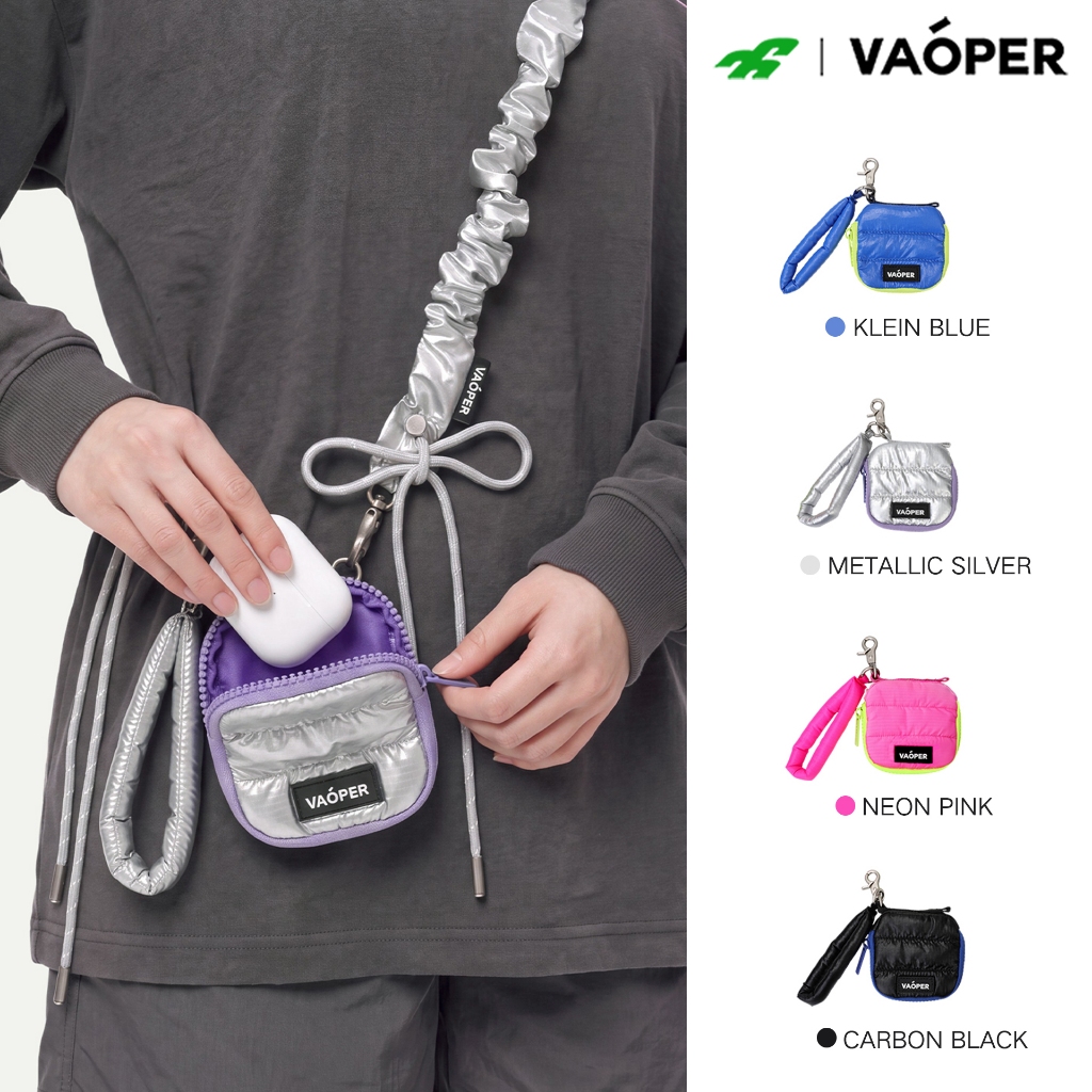 VAOPER กระเป๋าเก็บหูฟังแบบพกพาขนาดเล็กไนลอนพร้อมเข็มกลัดโลหะ Unisex A081