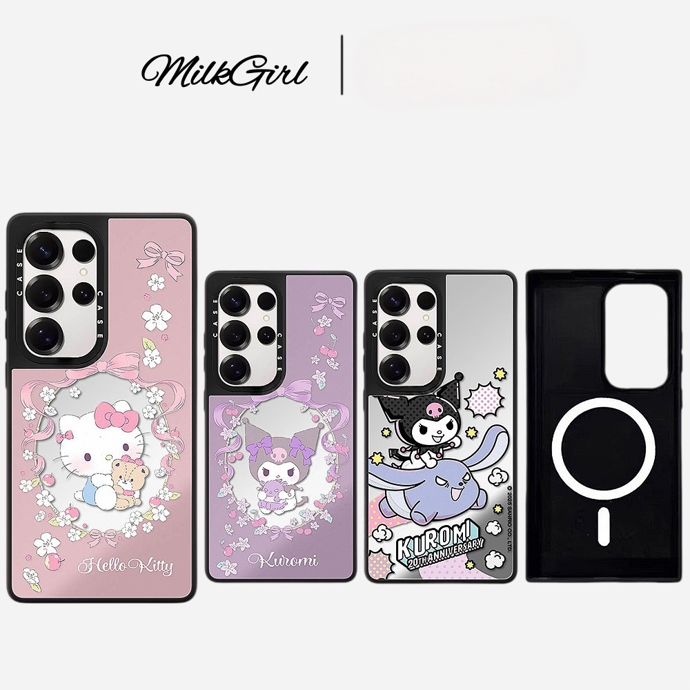 แม่เหล็กการ์ตูนกระจก Hard เคสโทรศัพท์สําหรับ Samsung Galaxy S26 25 24 23 UItra S26 25 24 23 Plus กันกระแทกป้องกันปลอก