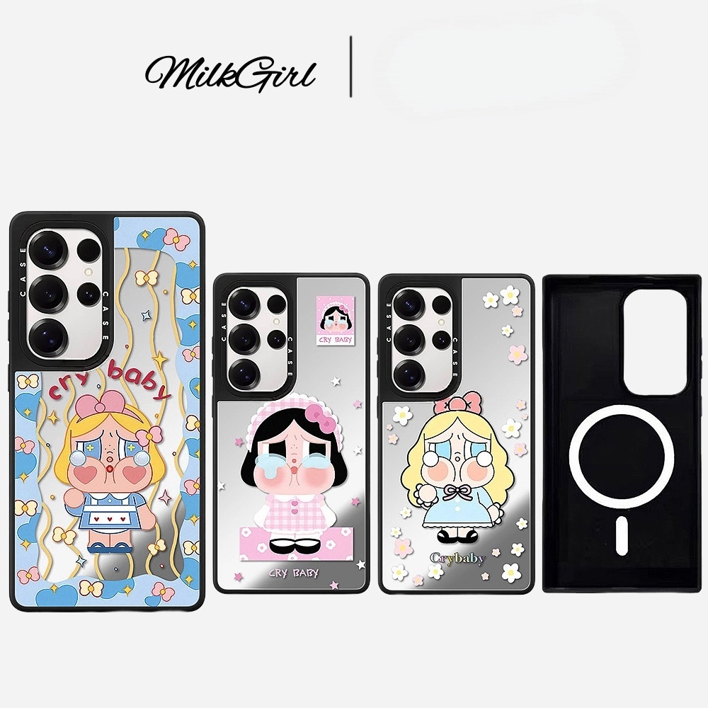แม่เหล็กการ์ตูนกระจก Hard เคสโทรศัพท์สําหรับ Samsung Galaxy S26 25 24 23 UItra S26 25 24 23 Plus กันกระแทกป้องกันปลอก