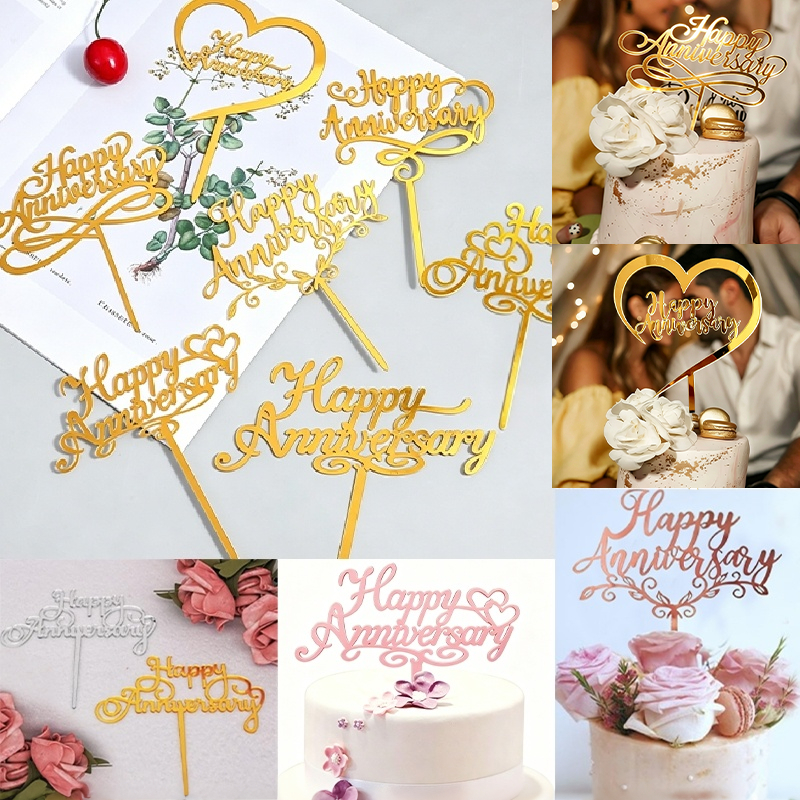 ป้ายปักเค้ก Happy Anniversary