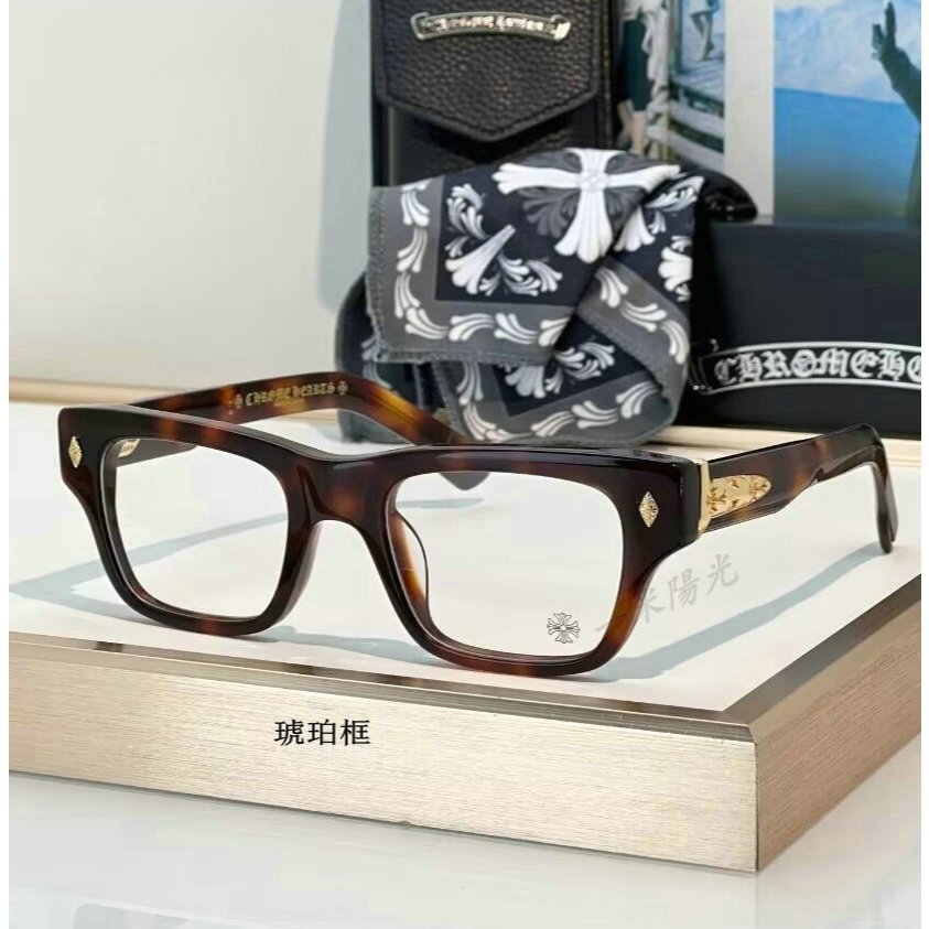 Chrome Heart/Chrome Heart Plate Full Frame กรอบแว่นตาธุรกิจสบายๆเหมาะสําหรับรูปร่างใบหน้าขนาดเล็กกรอ