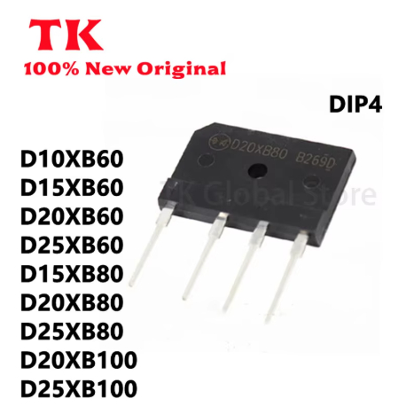 5PCS D10XB60 D10XB80 D15XB60 D15XB80 D20XB60 D20XB80 D20XB100 D25XB60 D25XB80 D25XB100 DIP-4 ใหม่คุณ