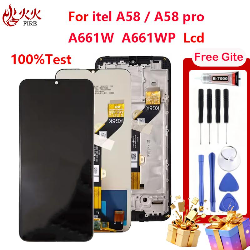 จอแสดงผล LCD สําหรับ itel A58/A58 pro a661w a661wp Touch Screen Digitizer Assembly กรอบอะไหล่