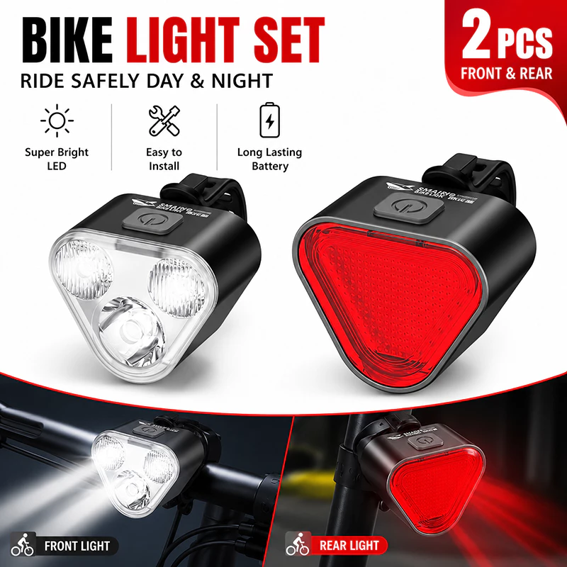 SMILING SHARK QXD345 ไฟ LED จักรยาน Super Bright ไฟท้ายจักรยาน 6 โหมดไฟด้านหน้า 5 โหมดไฟท้าย Type-c ชาร์จกันน้ํากลางแจ้งขี่จักรยาน Light ชุด