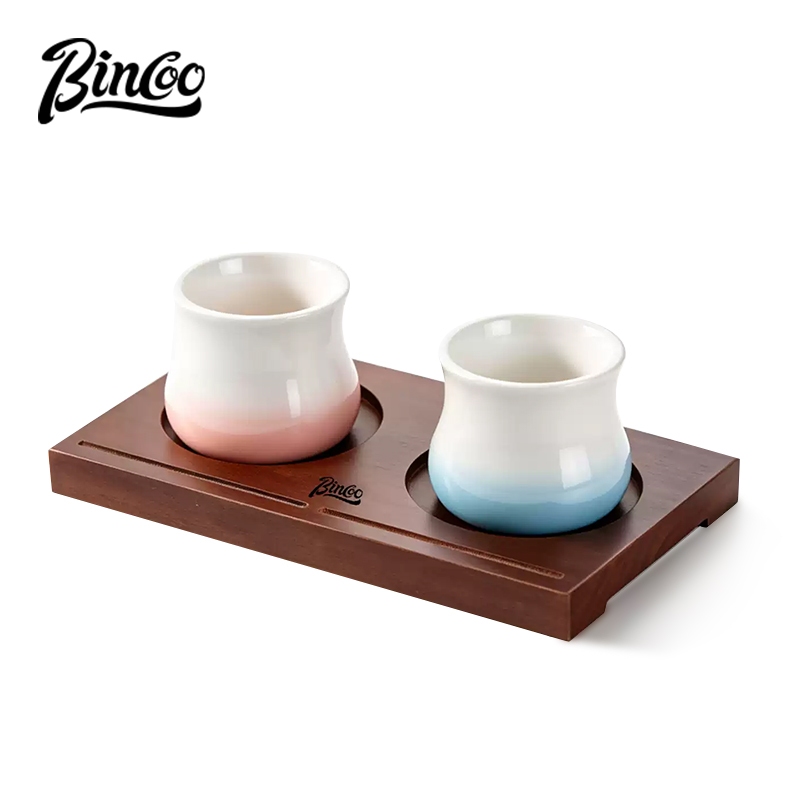 Bincoo ถ้วยกาแฟถ้วยเซรามิคชุดถาดถ้วยถาดกาแฟน้ําประณีต 150ML 160ML