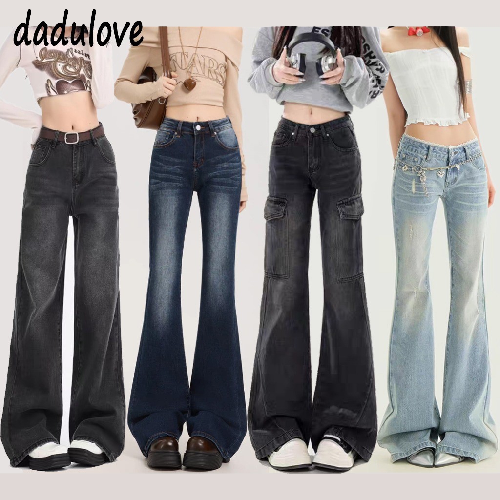 DaduLove กางเกงยีนส์ผู้หญิงคอลเลคชั่นY2Kวินเทจ 4รุ่นทรงแตกต่างกัน ผ้ายีนส์นุ่ม บังสัดส่วน ใส่สบาย แมทช์ได้หลายลุค ไซส์XS‑2XL