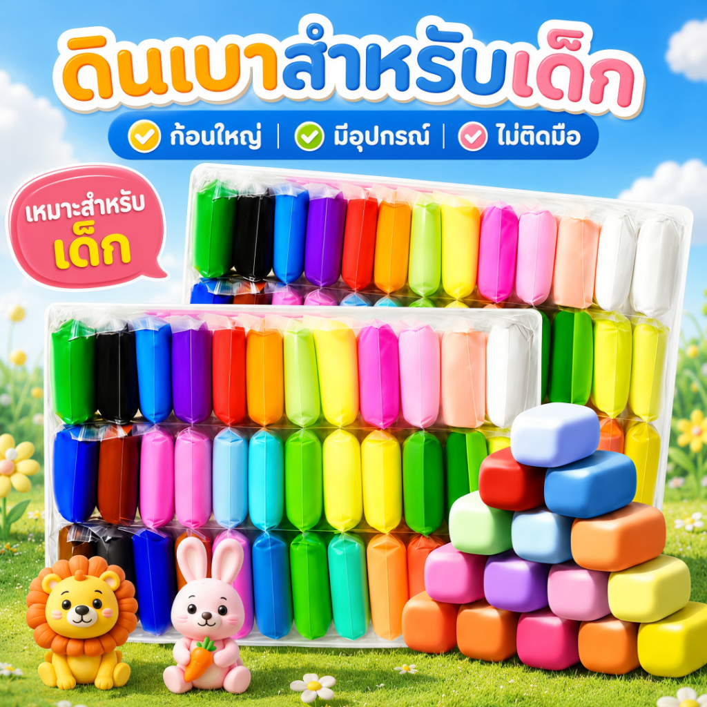 diy ดินน้ำมัน ดินเบา ดินเบา 12/24/36/48 สี ดินเบาเกาหลี ของเ
