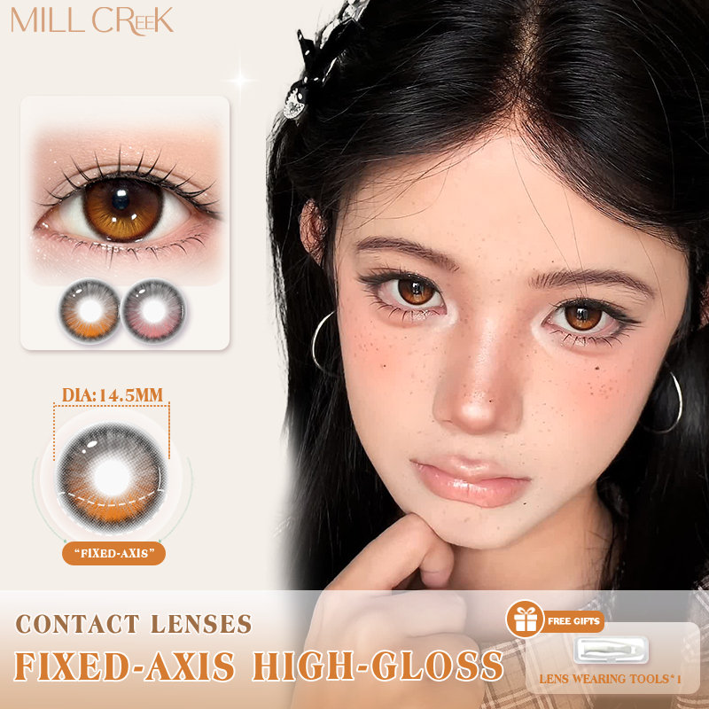 Mill Creek FIXED-AXIS HIGH-GLOSS คอนแทคเลนส์สี คอสเพลย์แบบใช้แล้วทิ้งทุกวัน สไตล์ธรรมชาติ เครื่องมือฟรีเป็นของขวัญ