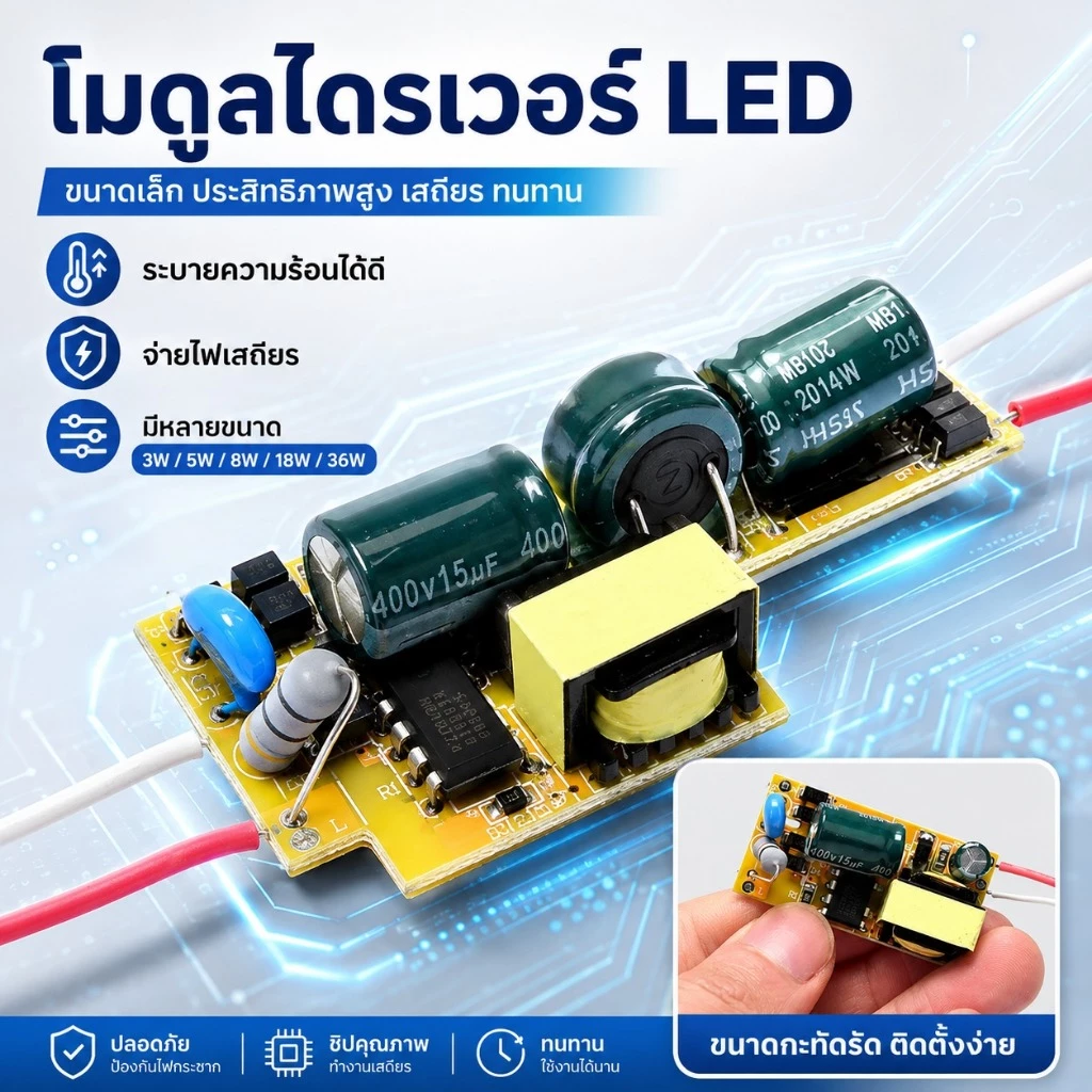 🔥จัดส่งภายในวันเดียวกัน🔥3W 5W 8W 18W 36W ไฟ LED Driver Supply Transformer Radiating โมดูลบอร์ด ลีด