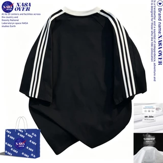 【พร้อมส่ง】🔥NASA สไตล์สตรีทสปอร์ต 🏙️ ผ้าฝ้ายแท้100% เสื้อ ใส่ได้ทั้งชายหญิง ทรงโอเวอร์ไซส์ คอกลม แขนสั้นYG599