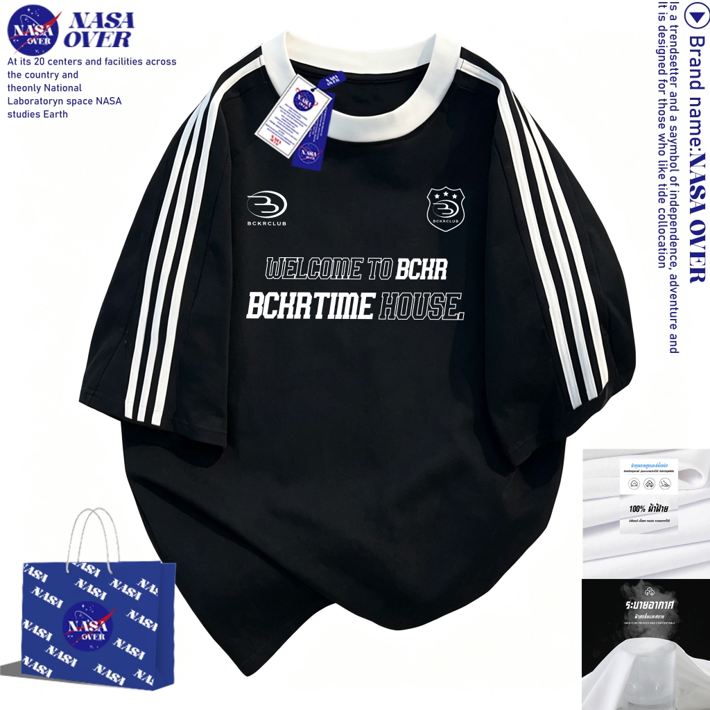 【พร้อมส่ง】🔥NASA สไตล์สตรีทสปอร์ต 🏙️ ผ้าฝ้ายแท้100% เสื้อ ใส่ได้ทั้งชายหญิง ทรงโอเวอร์ไซส์ คอกลม แขนสั้นYG599