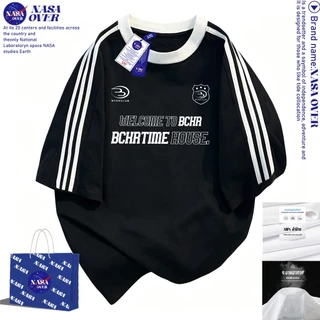 【พร้อมส่ง】🔥NASA สไตล์สตรีทสปอร์ต 🏙️ ผ้าฝ้ายแท้100% เสื้อ ใส่ได้ทั้งชายหญิง ทรงโอเวอร์ไซส์ คอกลม แขนสั้นYG599
