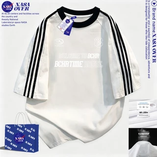 【พร้อมส่ง】🔥NASA สไตล์สตรีทสปอร์ต 🏙️ ผ้าฝ้ายแท้100% เสื้อ ใส่ได้ทั้งชายหญิง ทรงโอเวอร์ไซส์ คอกลม แขนสั้นYG599