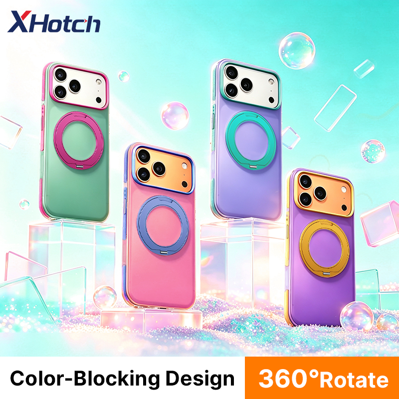 XHotch 360 หมุนวงเล็บเคสโทรศัพท์แม่เหล็กสําหรับ iPhone 17 16 15 14 13 Pro Max พร้อม Anti Slip และ Anti-Collision ป้องกันด้านข้างกรอบสูงป้องกันฝุ่นปลอก