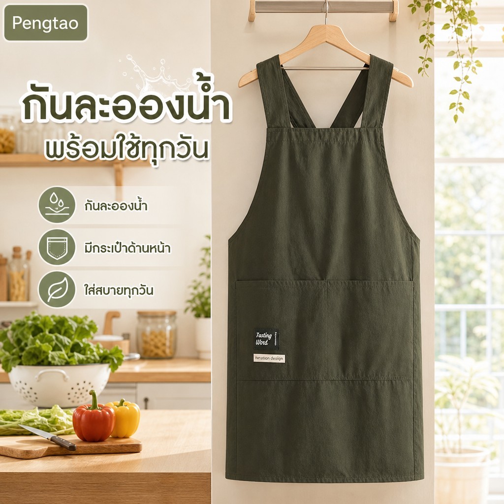 [pto] ทําอาหารผ้ากันเปื้อนครัวระบายอากาศสวมทนผู้ใหญ่เอวผ้ากันเปื้อนป้องกันการฉลูหลิงนุ่มร้านอาหารเสื้อผ้าทํางานบ้าน [TH]